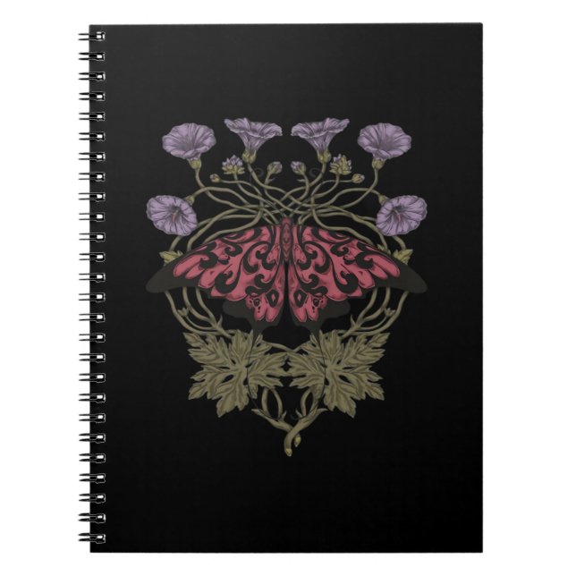 Caderno Espiral Moth Talisman - Whimsigoth Witchy Art - Colorido (Frente)