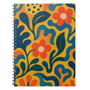 Caderno Espiral Motif de Padrão de Colagem do Jardim Retroativo Di