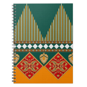 Caderno Espiral Motif design têxtil digital com placa geométrica