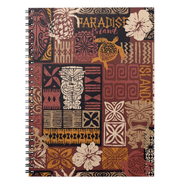 Caderno Espiral Motif tecido patchwork ao estilo havaiano, estilo  (Frente)