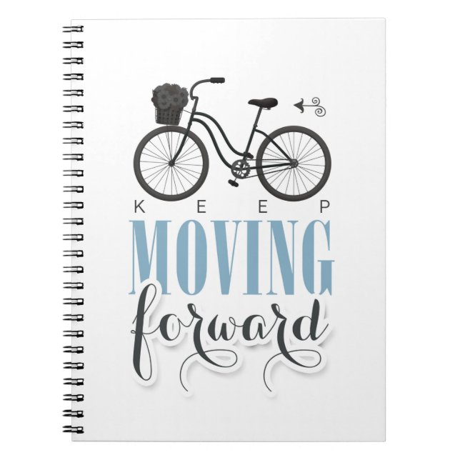Caderno Espiral Motivação Cuta Continua a Avançar com Bicicleta (Frente)