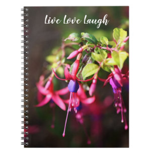 Caderno Espiral Motivação da Flor da Fúchsia, Cor Púrpura, Rosa