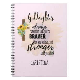 Caderno Espiral Motivação de Dama de adolescente Citação de Girass