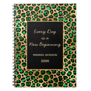 Caderno Espiral Motivação do leopardo verde-esmeralda