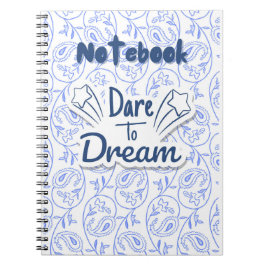 Caderno Espiral Motivação do Sonho de Paisley Azul e Branco