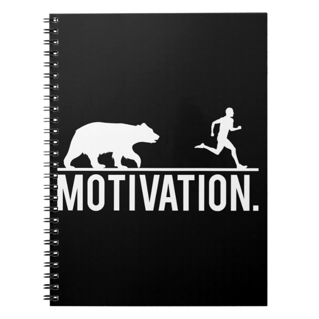 Caderno Espiral Motivação Engraçado do Workout - Urso Perseguindo  (Frente)