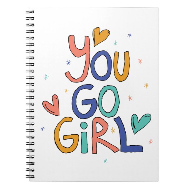 Caderno Espiral Motivação Uma Menina Legal Você Vai Menina Clipart (Frente)