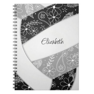 Caderno Espiral moto de vôlei de cinza negra