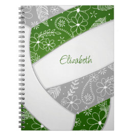 Caderno Espiral moto de vôlei de cinza verde