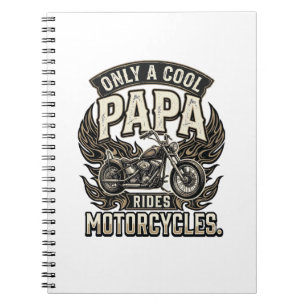 Caderno Espiral Motocicleta Cool Papa Motociclista Vintage