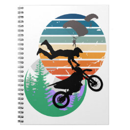 Caderno Espiral Motocicleta, paraquedas e ao ar livre