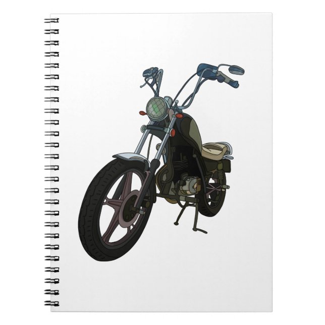 Caderno Espiral Motociclo clássico de vintage (Frente)