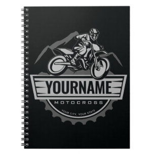 Caderno Espiral Motocross Rider Rider Ringue Personalizada da Corr