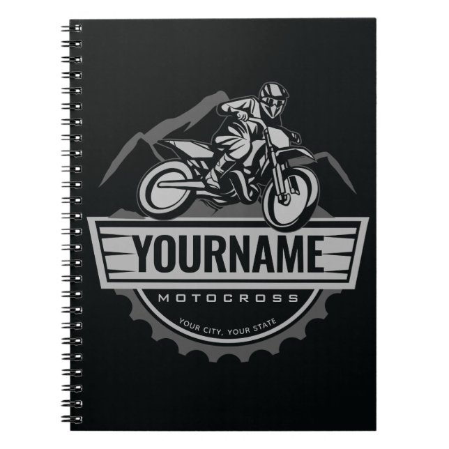 Caderno Espiral Motocross Rider Rider Ringue Personalizada da Corr (Frente)
