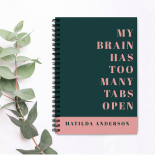 Caderno Espiral Motografia mínima verde e rosa moderna