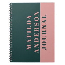 Caderno Espiral Motografia mínima verde e rosa moderna