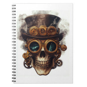 Caderno Espiral Motor de Caveira Steampunk