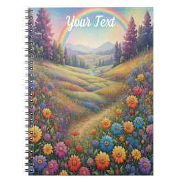 Caderno Espiral Mountains Flowers Rainbow