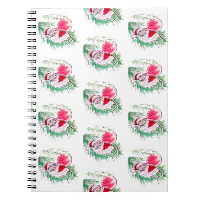 Caderno Espiral Mouse dormindo de Natal e Ano Novo (Frente)
