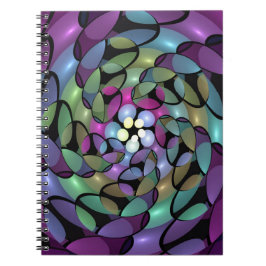 Caderno Espiral Movimentos Coloridos Abstrato Trippy Fractal Art