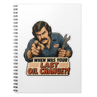 Caderno Espiral Mudança de Óleo de Mecânico Engraçado Carro Meme