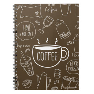 Caderno Espiral Mug de padrão de copa de café retrô - Perfeito par