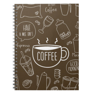 Caderno Espiral Mug de padrão de copa de café retrô - Perfeito par