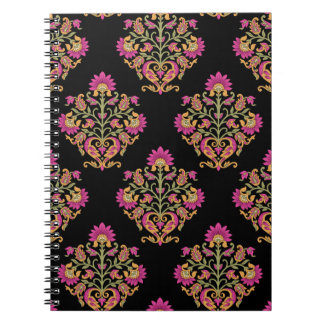 Caderno Espiral Mughal floral paisley, design sem costura.