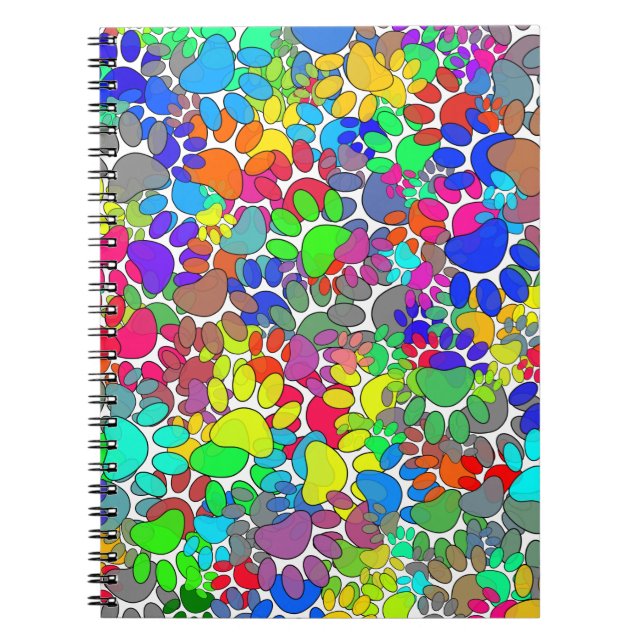 Caderno Espiral Muitas Impressões De Pata De Cães Por Toda Parte (Frente)