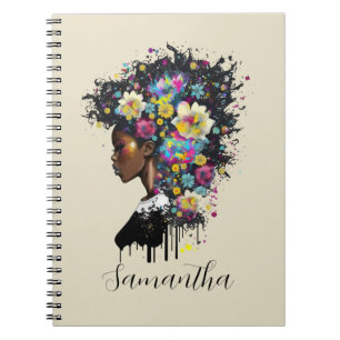 Caderno Espiral Mulher afro-americana afro-espumante