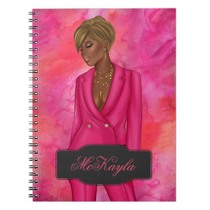 Caderno Espiral Mulher-Chefe Afro-Americana Personalizada