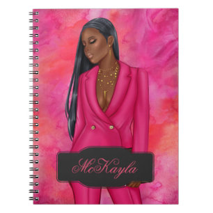 Caderno Espiral Mulher-Chefe Afro-Americana Personalizada