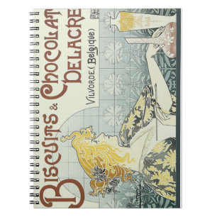 Caderno Espiral Mulher Chocolate Art Nouveau