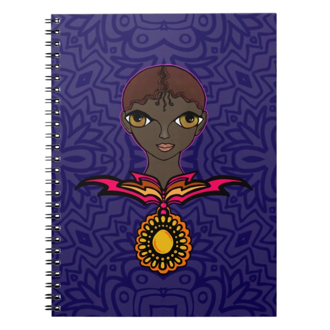 Caderno Espiral Mulher com colar e pingente (Frente)