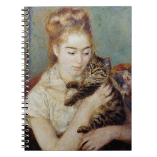 Caderno Espiral Mulher com um gato por Pierre-Auguste Renoir
