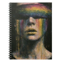 Caderno Espiral Mulher com Venda de Chuva de Cores