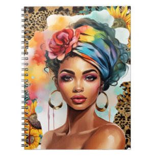 Caderno Espiral Mulher cristã negra afro-americana melanina irmã