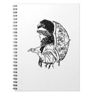 Caderno Espiral Mulher da Regência Vitoriana com Retrato Parasol
