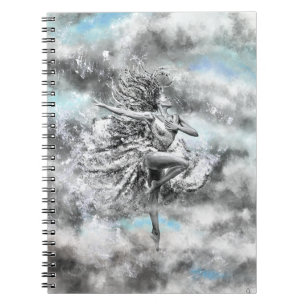 Caderno Espiral Mulher dança nas nuvens - Sentimento - Pintura N