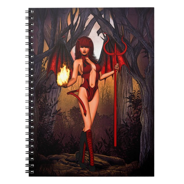 Caderno Espiral Mulher Diabo Em Vermelho (Frente)