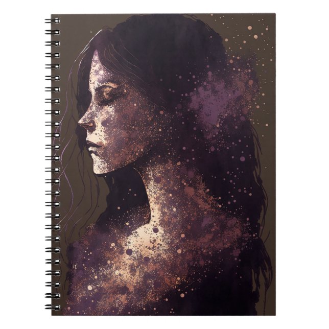 Caderno Espiral Mulher do notebook roxo e castanho pequeno (Frente)