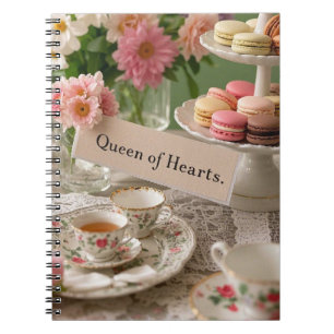 Caderno Espiral Mulher elegante e floral do teacup
