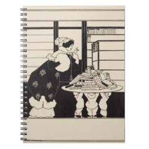 Caderno Espiral Mulher em uma livraria, design para um "livro