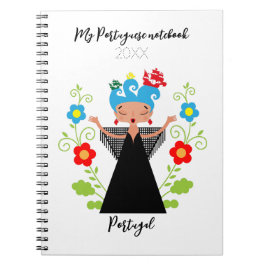 Caderno Espiral Mulher fada cantora de caravela portuguesa
