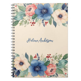 Caderno Espiral Mulher Floral Elegante