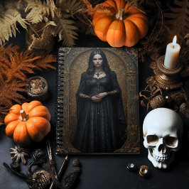 Caderno Espiral Mulher Gótica em Quadro de Ornamentado