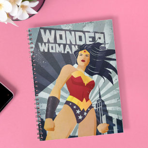 Caderno Espiral Mulher Maravilha Retro City Sunburst