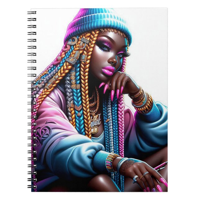Caderno Espiral Mulher Melanin American Urban Fashion (Frente)