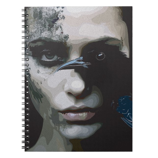 Caderno Espiral Mulher Misteriosa com Corvo (Frente)