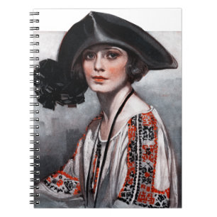 Caderno Espiral Mulher na blusa bordada